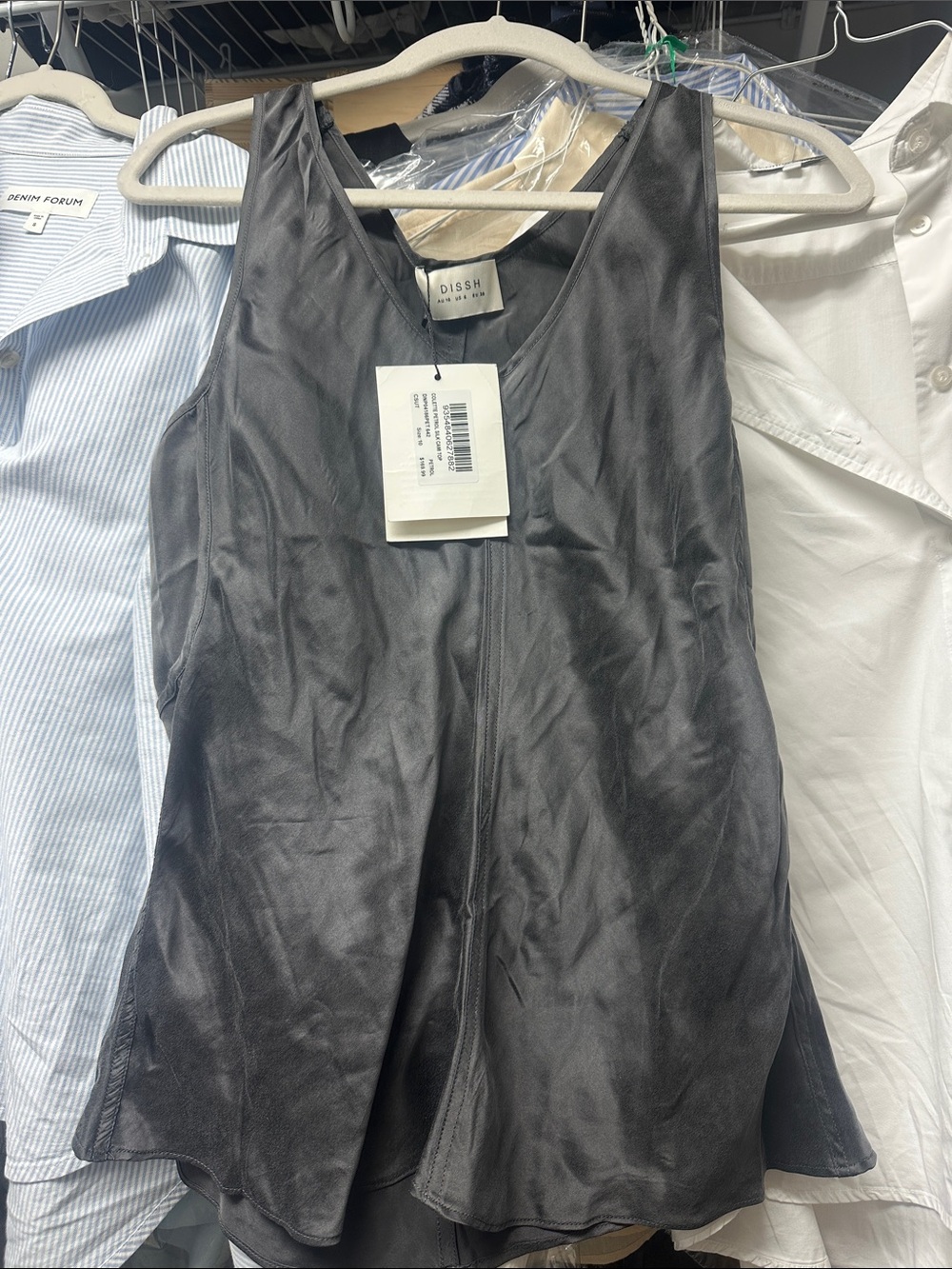 DISSH Colette gray silk cami Top size 6